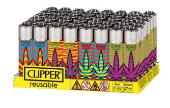 Clipper Mini Colored Leaves Refillable Lighter - (48 Count Display)-MJ Wholesale