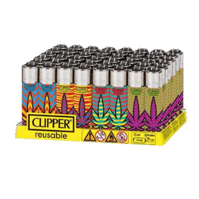 Clipper Mini Colored Leaves Refillable Lighter - (48 Count Display)-