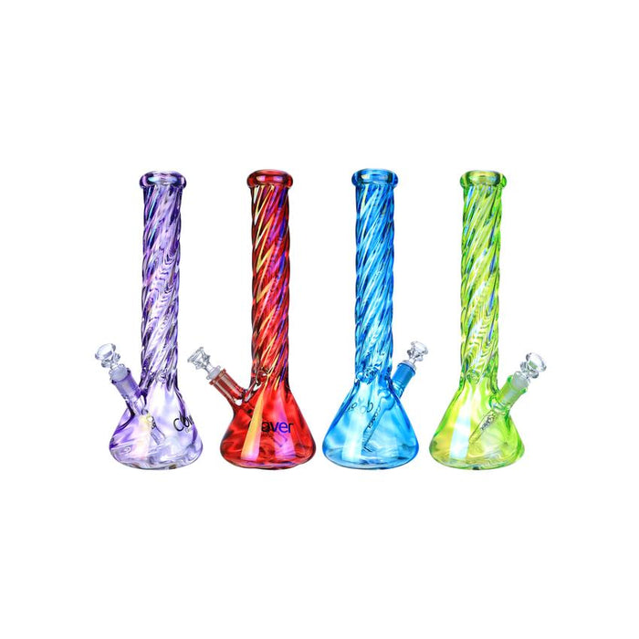 Clover 15" 7mm Swirl Waterpipe - Colors May Vary - (1 Count)-Glass Water Pipes
