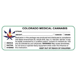 Colorado "Canna Strain & Gram Label" 1" x 3" Inch 1000 Count-Prescription Labels & State Compliant Labels