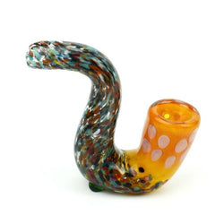 Complete Bind Frit And Head Golden Sherlock Hand Pipe - Design May Vary - (1 Count)-Silicone Hand Pipe