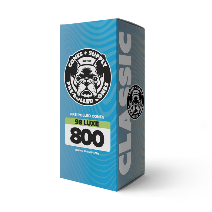 Cones Supply 98 Luxe Pre Roll Cones Bulk - 98mm / 26mm Filter - White - (800 Count)-Papers and Cones