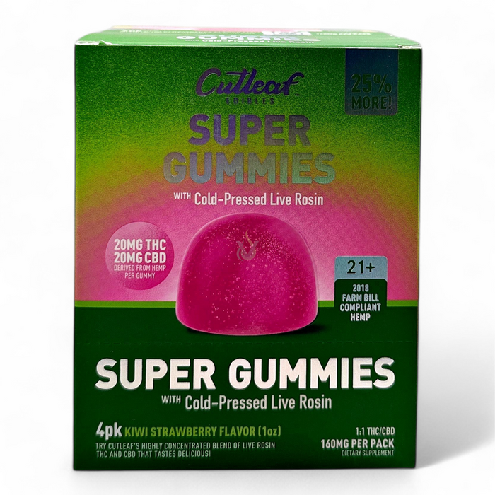 Cutleaf Super Gummies with Cold Pressed Live Rosin - (10 Count Displays)-CBD Edible
