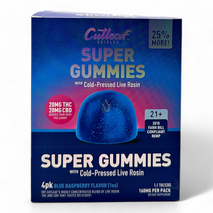 Cutleaf Super Gummies with Cold Pressed Live Rosin - (10 Count Displays)-CBD Edible