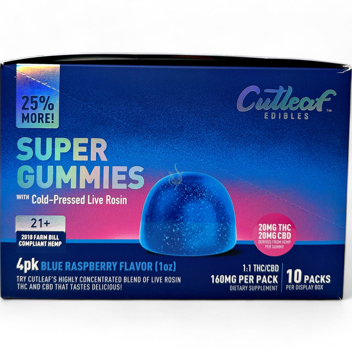 Cutleaf Super Gummies with Cold Pressed Live Rosin - (10 Count Displays)-CBD Edible