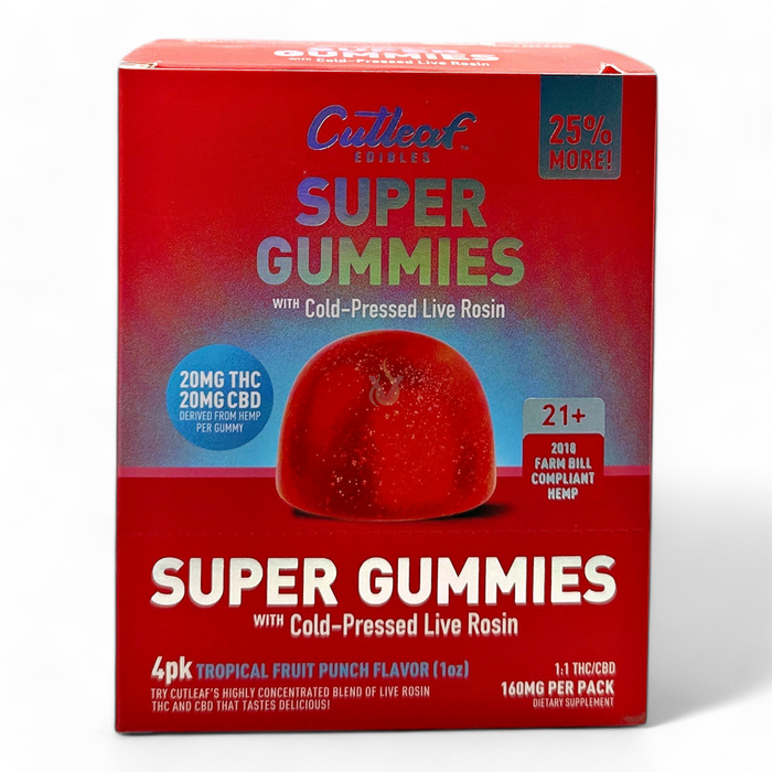 Cutleaf Super Gummies with Cold Pressed Live Rosin - (10 Count Displays)-CBD Edible