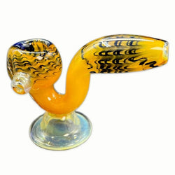 Deep Fumed And Art Sherlock On Base Stand Holder Hand Pipe - Design May Vary - (1 Count)-Silicone Hand Pipe