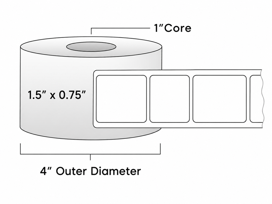 Direct Thermal Labels - Metrc Label - 1.5" x 0.75" - 1" Core / 4" Outer Diameter - (1,735 Labels Per Roll)-Stock Labels