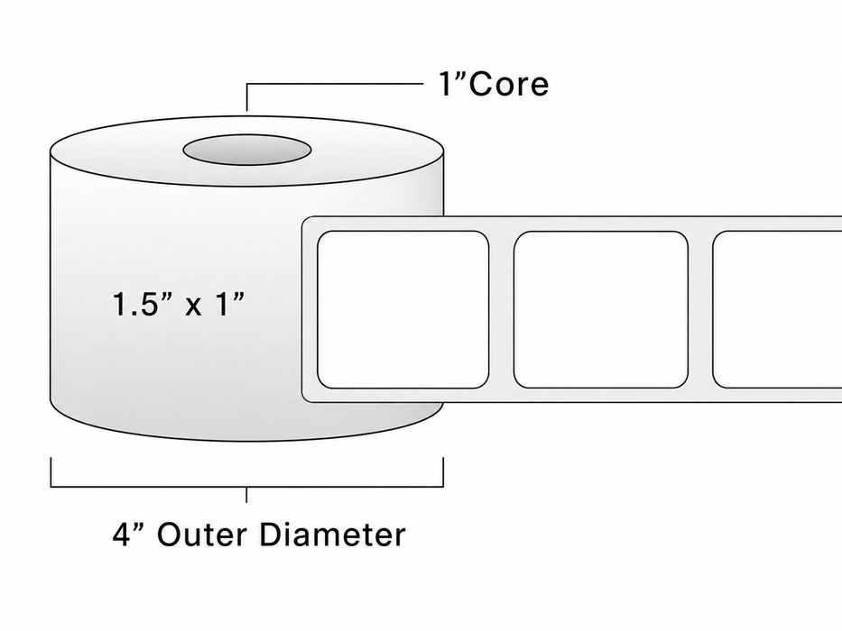 Direct Thermal Labels - Metrc Label - 1.5" x 1" - 1" Core / 4" Outer Diameter - (1,340 Labels Per Roll)-Stock Labels