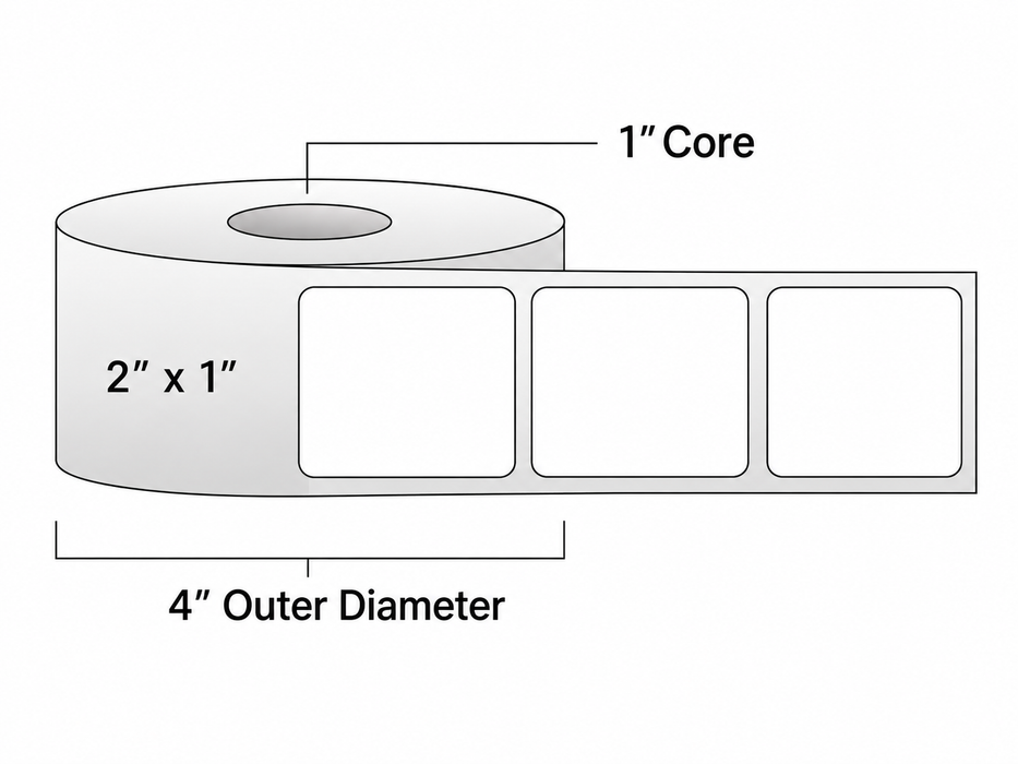 Direct Thermal Labels - Metrc Label - 2" x 1" - 1" Core / 4" Outer Diameter - (1340 Labels Per Roll)-Stock Labels