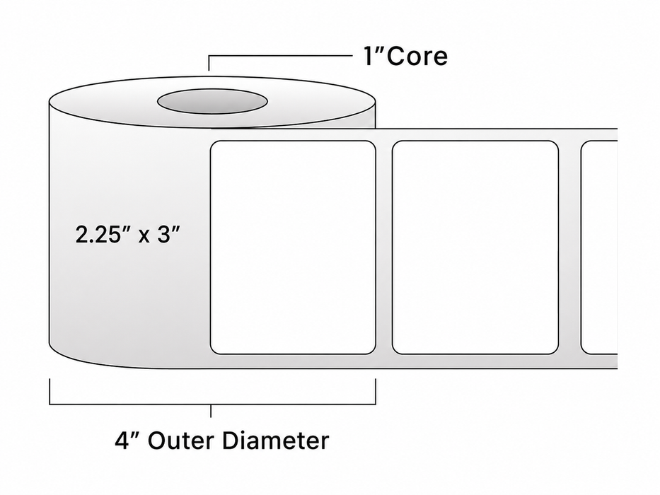 Direct Thermal Labels - Metrc Label - 2.25" x 3" - 1" Core / 4" Outer Diameter - (1,730 Labels Per Roll)-Stock Labels