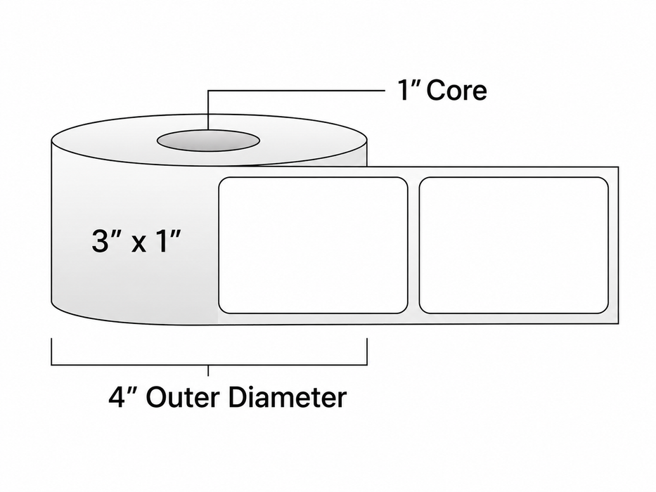 Direct Thermal Labels - Metrc label - 3" x 1" - 1" Core / 4" Outer Diameter - (1,375 Labels Per Roll)-Stock Labels