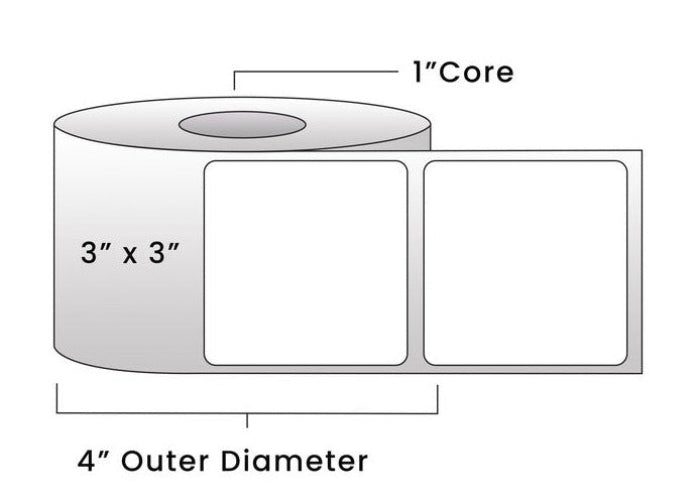 Direct Thermal Labels - Metrc Label - 3" x 3" - 1" Core / 4" Outer Diameter - (510 Labels Per Roll)-Stock Labels