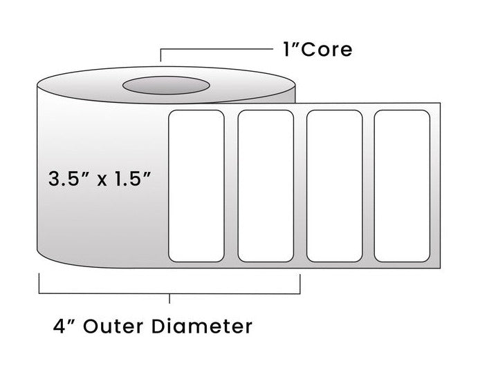 Direct Thermal Labels - Metrc Label - 3.5" x 1.5" - 1" Core / 4" Outer Diameter - (950 Labels Per Roll)-Stock Labels