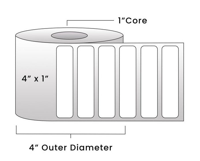 Direct Thermal Labels - Metrc Label - 4" x 1" - 1" Core / 4" Outer Diameter - (1340 Labels Per Roll)-Stock Labels