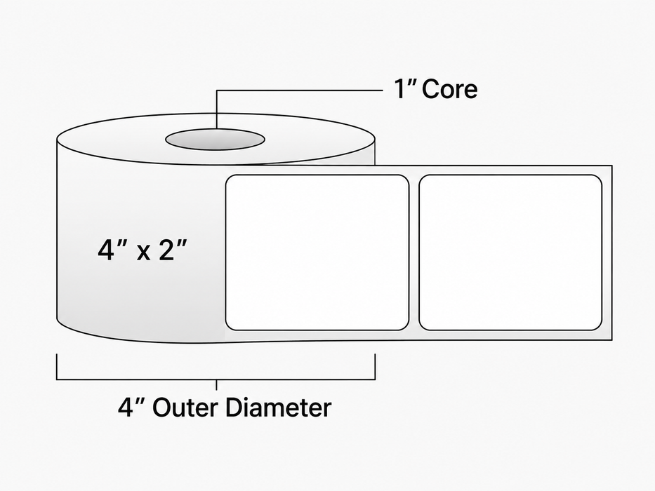 Direct Thermal Labels - Metrc Label - 4" x 2" - 1" Core / 4" Outer Diameter - (740 Labels Per Roll)-Stock Labels