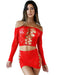 Dream Lace Sleeve Skirt Set - Red-LINGERIE