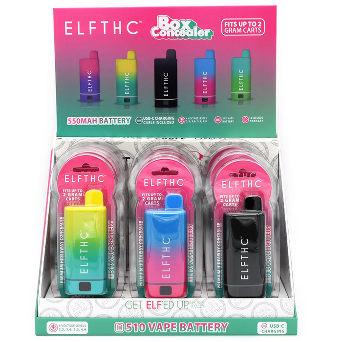ELF Hardware Box Concealer 510 Battery Fits up to 2 Gram Cart - (15 Count Display)-Vaporizers, E-Cigs, and Batteries