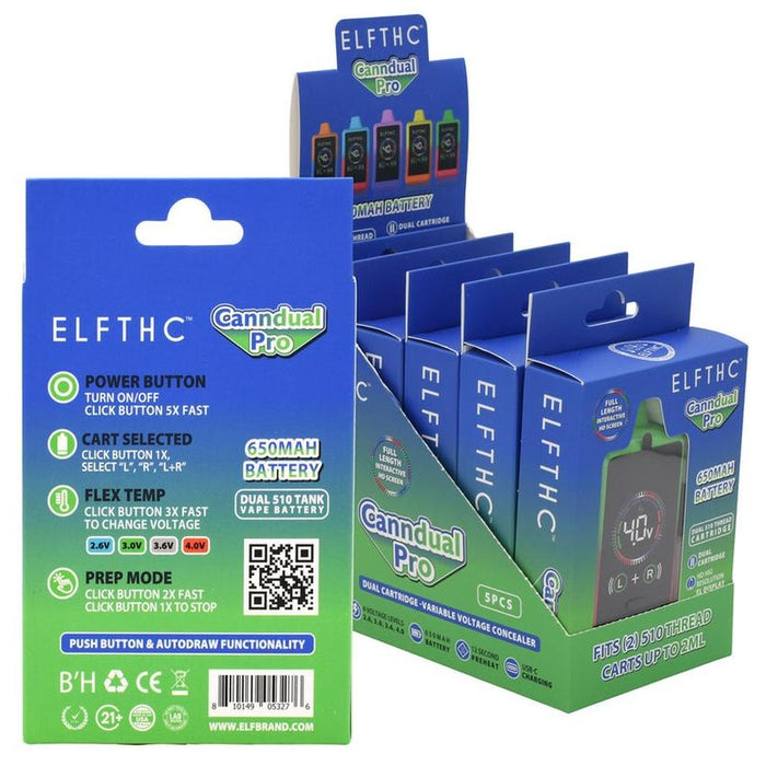 ELF Hardware Dual 510 Thread Battery Display - Canndual POP - (5 Count Display)-Vaporizers, E-Cigs, and Batteries