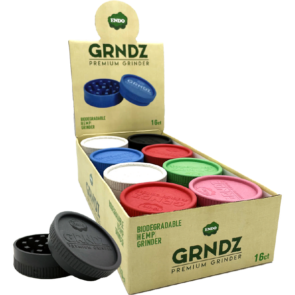Endo Grndz Assorted Biodegradable Hemp Grinders - 63mm - (16 Count