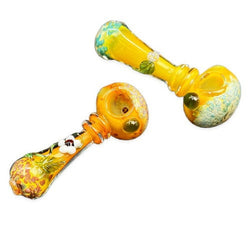 Flower With Leaf Art Hand Pipe - Design May Vary - (1 Count)-Hand Glass, Rigs, & Bubblers