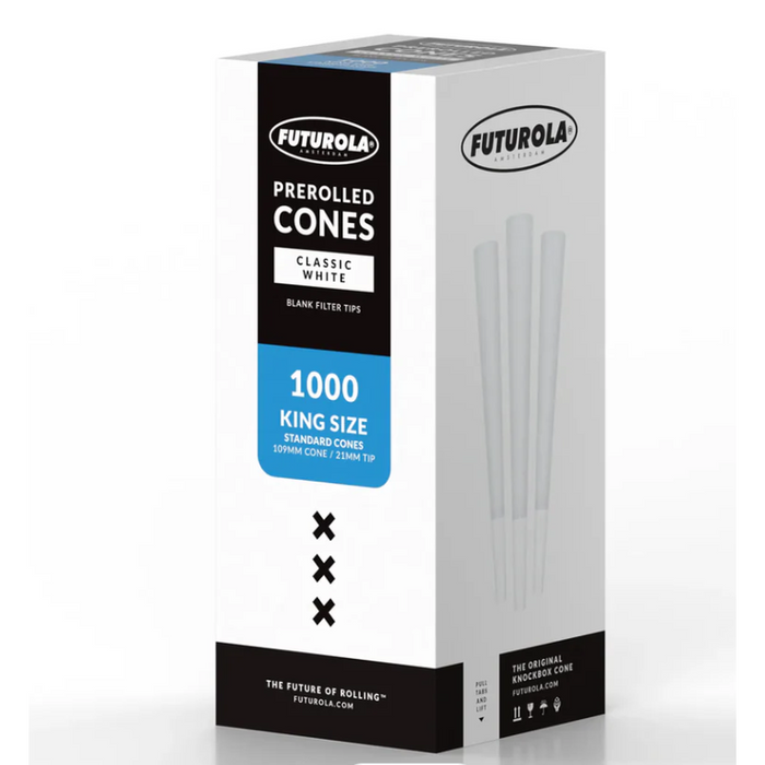Futurola Paper Cones Bulk - King Size - 800pc - Non-Branded Tip - White-Cones