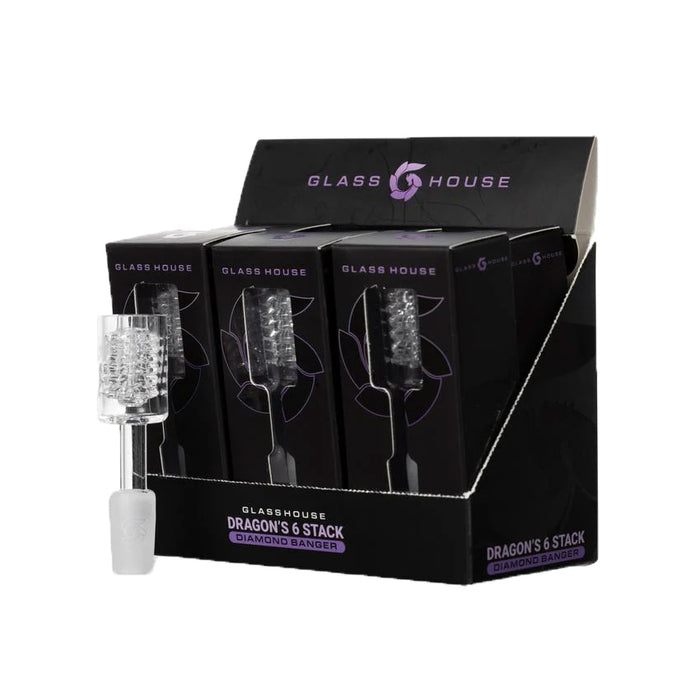 Glass House 14mm Male Quartz Diamond Knot Banger - (6 Count Display)-Hand Pipes, Rigs, & Bubblers