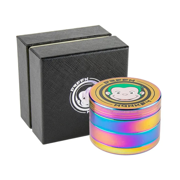 Green Monkey Grinder - Capuchin - 63mm - Rainbow - (1 Count)-Grinders-MJ Wholesale