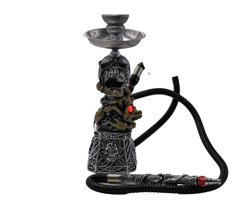 Havana Gold - 14" "Choked" Skull Hookah - Color May Vary - (1 Count)-Hand Pipes, Rigs, & Bubblers