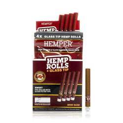 Hemper 80mm Mini Size Hemp Cones + Glass Tip - 4 Per Pack - (12 Packs Per Display)-Papers and Cones