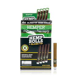 Hemper 80mm Mini Size Hemp Cones + Glass Tip - 4 Per Pack - (12 Packs Per Display)-Papers and Cones
