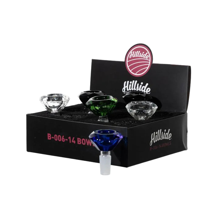 Hillside 14mm Male Diamond Bowl Display - (6 Count)-Hand Pipes, Rigs, & Bubblers