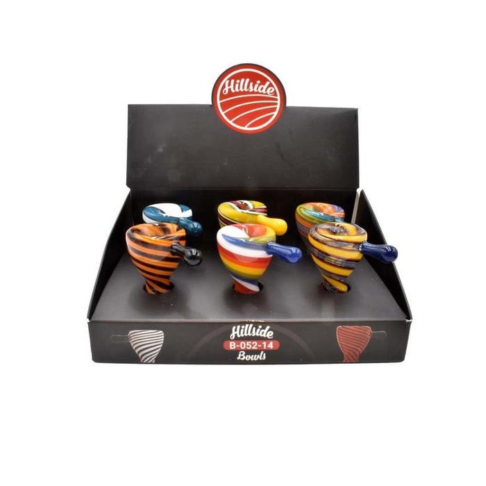 Hillside 14mm Male Spiral Bowl Display - (6 Count)-Hand Pipes, Rigs, & Bubblers