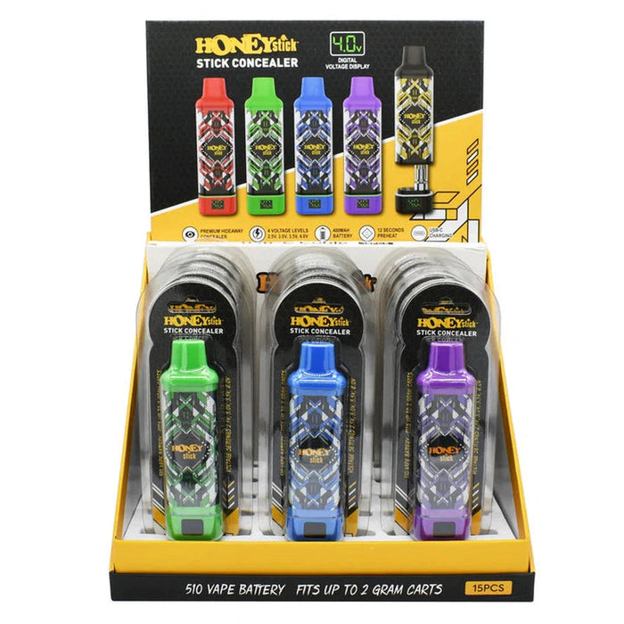 Honeystick 510 Thread Cart Pen Vape Concealer - Assorted Designs - (15 MJ Wholesale Honeystick 510 Thread Cart Pen Vape Concealer - Assorted Designs - (15 MJ Wholesale
