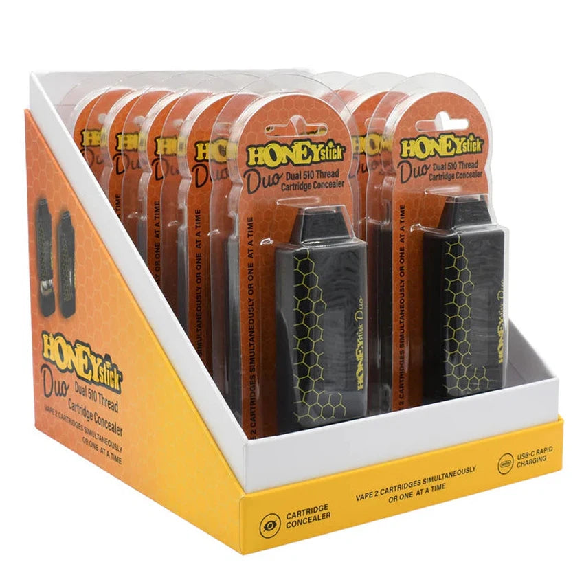 Honeystick DUO 510 Thread Cartridge Vape - Black - (1 or 10 Count)  MJ  Wholesale