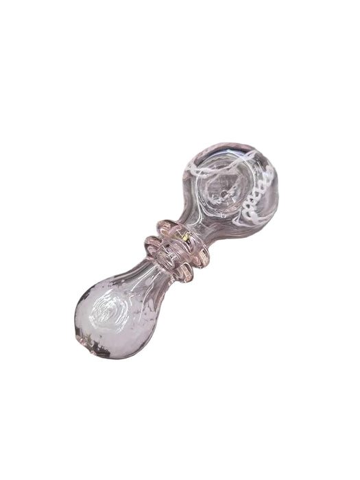 4" Pink Double Ring Glass Hand Pipe - (1 Count)-Hand Pipes, Rigs, & Bubblers