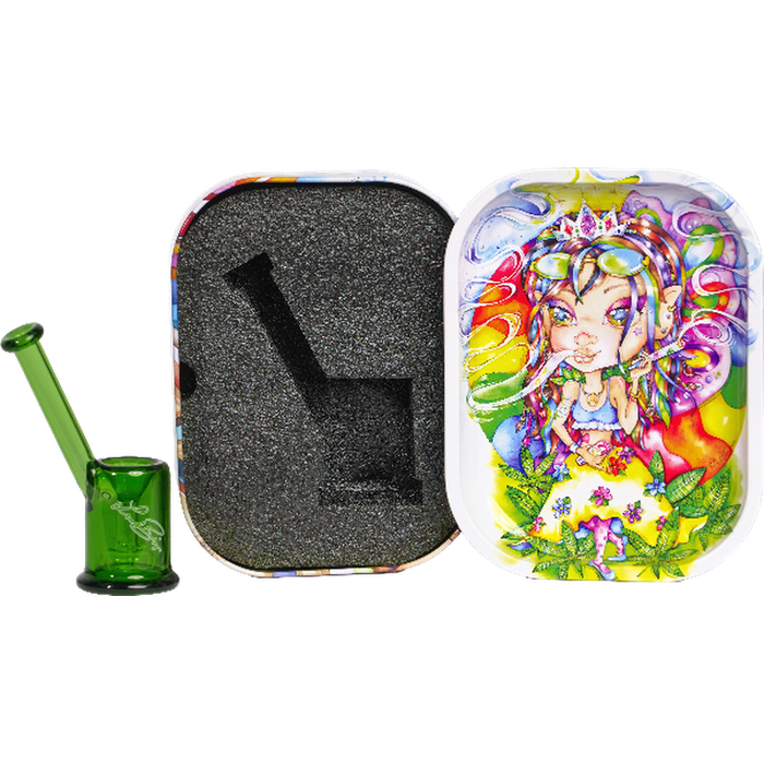 Influenced Brandz X Linda Biggs Bubbler In Tin Case - (1 Count)-Hand Pipes, Rigs, & Bubblers