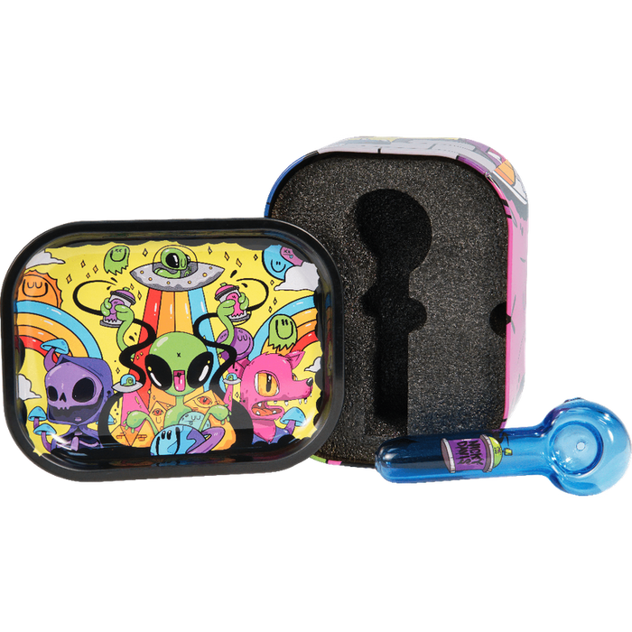 Influenced Brandz X Nicky Davis Hand Pipe In Tin Case - (1 Count)-Hand Glass, Rigs, & Bubblers