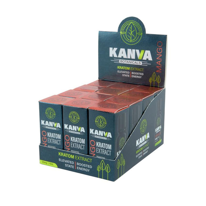 Kanva Botanicals Kratom Extract Shot - 120mg - Mango - (12 Count Display)-Dietary Supplements