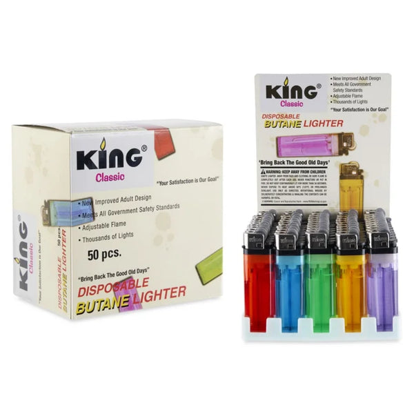 King Classic Disposable Lighter (50 Count)- MJ Wholesale
