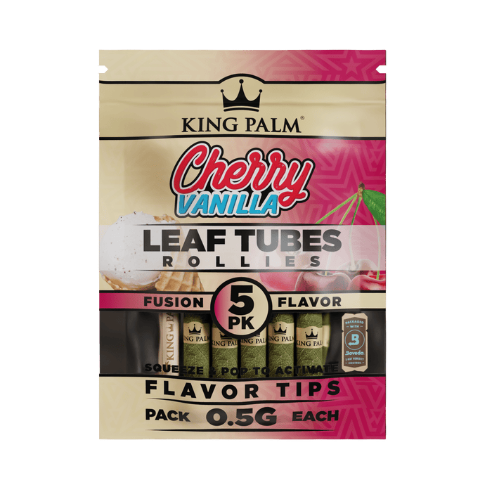 King Palm Cherry Vanilla Rollies Size Cones - 5 Count Per Pack- (15 Count Display)-Papers and Cones