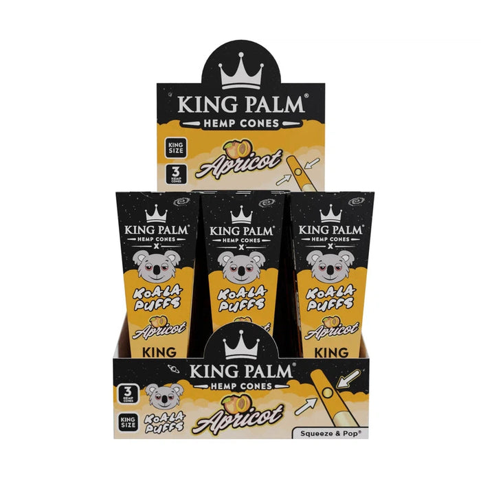 King Palm x Koala Puffs King Size Hemp Cones – Apricot - (10 Count Display)-Papers and Cones