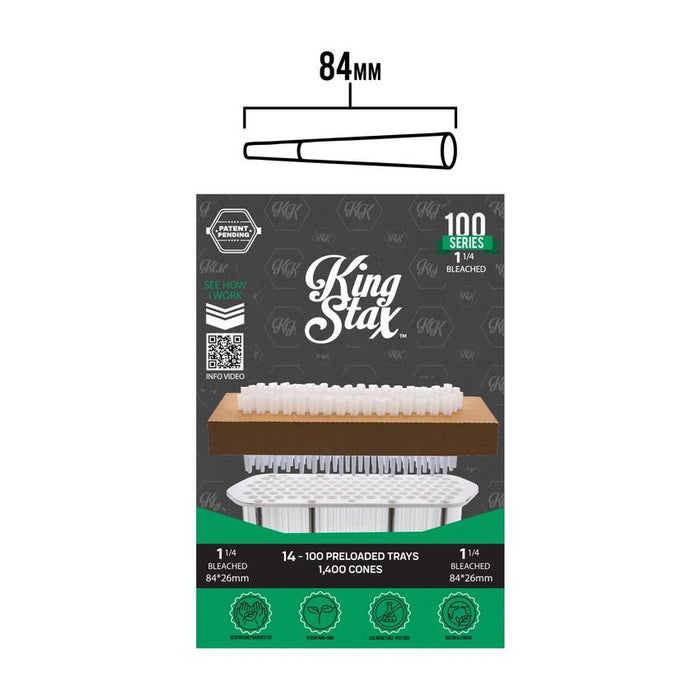 King Stax 100 Series – 84MM Cones (Bleached) – 1,400 Cones/box-