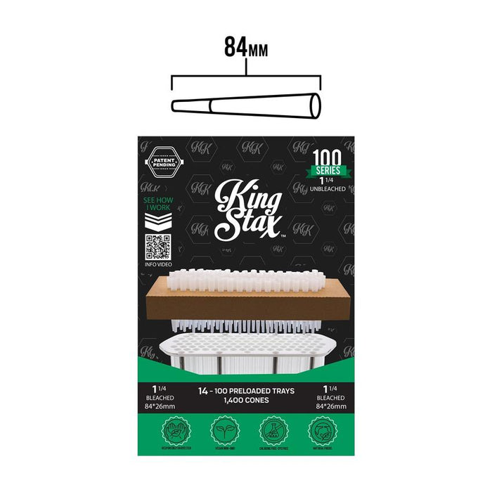 King Stax 100 Series – 84MM Cones (Unbleached) – 1,400 Cones/box-