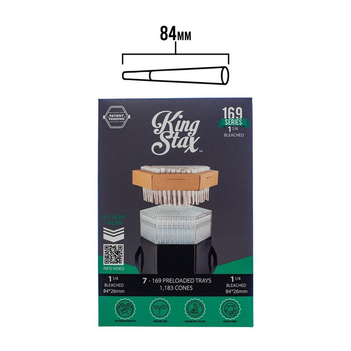 King Stax 169 Series – 84MM Cones (Bleached) – 1,183 Cones/box-
