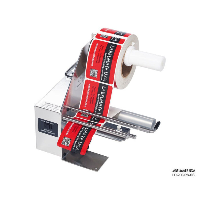 Labelmate Automatic Stainless Steel Label Dispenser for transparent & opaque labels up to 6.5” wide LD-200-U-SS-Dispensers