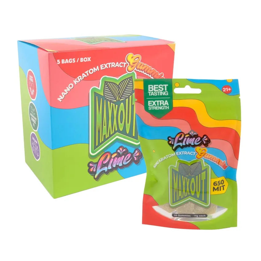 MaxxOut Kratom Gummies - 650mg - Lime - (5 Count Display) MJ Wholesale MaxxOut Kratom Gummies - 650mg - Lime - (5 Count Display) MJ Wholesale