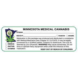 Minnesota "Canna Strain & Weight Label" 1" x 3" Inch 1000 Count-Prescription Labels & State Compliant Labels
