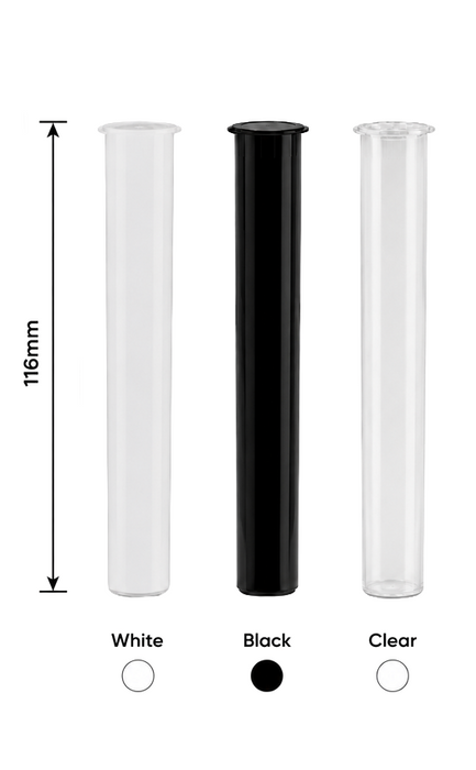 MJ Wholesale 116mm Blunt Tube CR - (1000 Count Box) (Black, White, Clear, Green & Gold)-Joint Tubes & Blunt Tubes