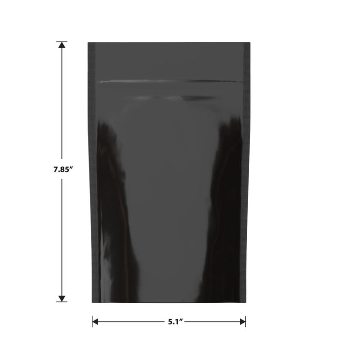 Mylar Bag Black/Clear - 1/2 Oz - 14 Grams - 5.1" x 7.85" - (1000 to 50,000 Count)-Mylar Smell Proof Bags